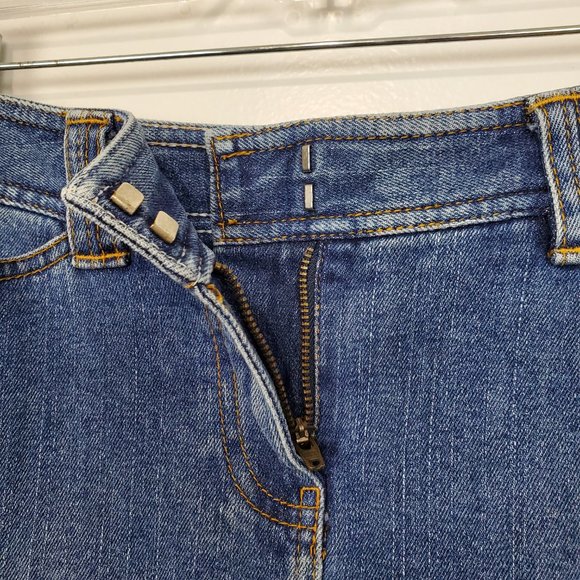 LOFT Medium Wash Ruffle Hem Denim Jean Skirt Size 2P - Picture 4 of 11